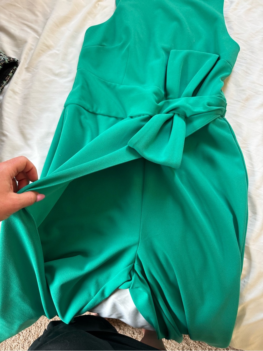 Sleeveless Emerald Green Tie-Waist Jumpsuit